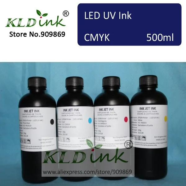 

[ KLD Ink ] Compatible LED UV Ink for inkjet UV flatbed printer with DX5 DX6 DX7 printhead ( 4 pieces X 500ml )