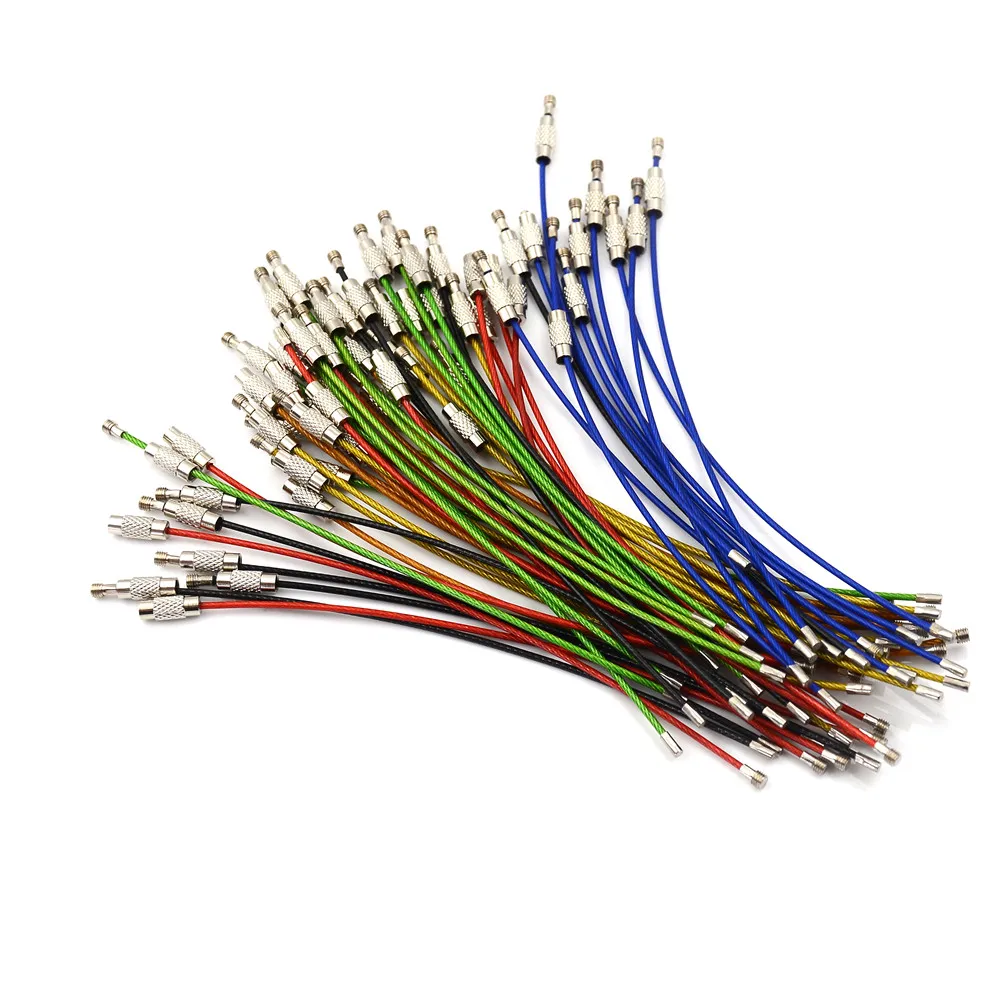 

10pcs/lot Key Chain Rings Stainless Steel Wire Keychain Cable Rope Key Holder Keyring Tool Parts 6 Colors