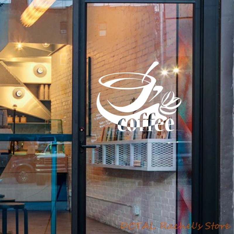 Coffee Shop Sticker Dining Room Mug Cup Vinyl Wall For Window CAFE Love Coffee Bean