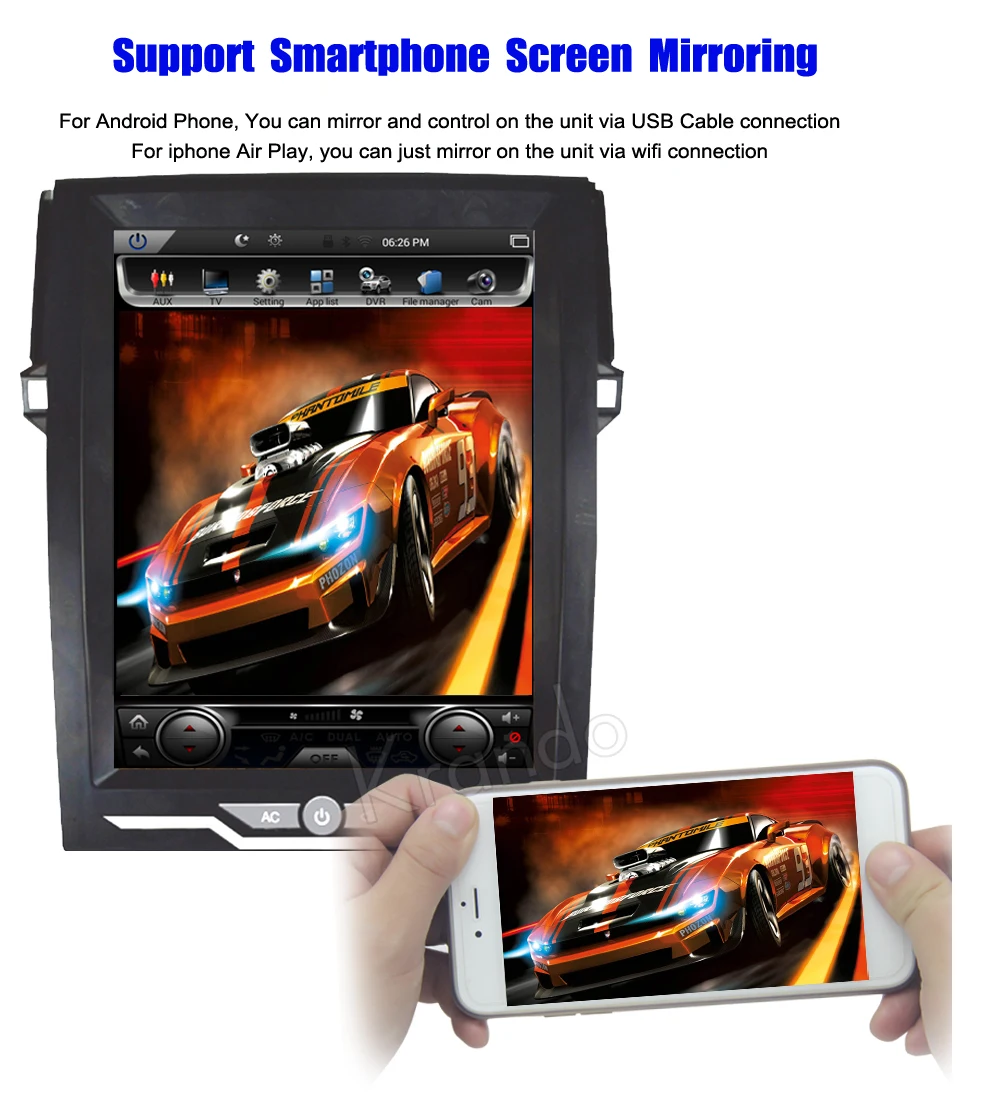 Excellent Krando Android 7.1 12.1" Vertical screen car radio player for Toyota Reiz Mark 2010-2016 GPS navigation entertainment system 4