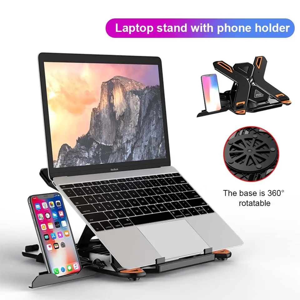 

Foldable Notebook Riser Holder 8 Height Adjustable Ventilated Lightweight Anti-slip Laptop Stand for Mac, Pad, Tablet, Kindle