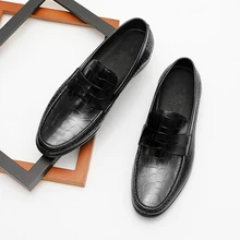 Phenkang/мужская повседневная обувь; мужские туфли-оксфорды из натуральной кожи; Цвет Черный; коллекция года; Лоферы без шнуровки; Кожаные броги