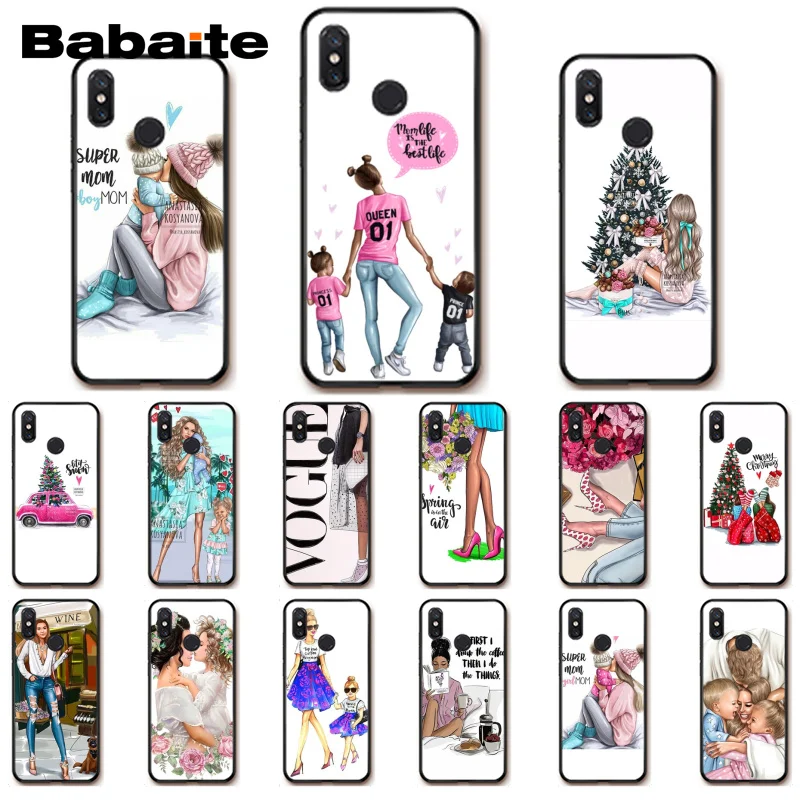 

Babaite Black Brown Hair Baby Mom Girl Queen Christmas Phone Case for Xiaomi MiA1 A2 lite F1 Redmi 4X 5Plus S2 Note7 Redmi Note4