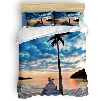 

Sunset Sea Beach George Washington's Birthday 4 Pcs Bedding Sets Quilt Bedding Set Childrens Bed Sets Bedroom Modern Daybed