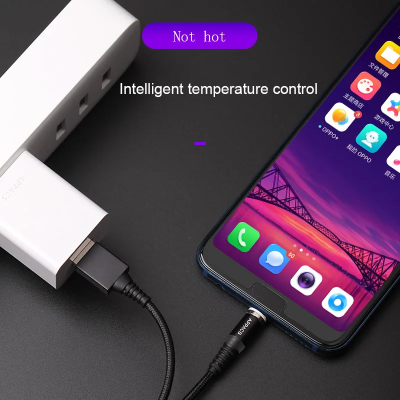 Магнитный usb-кабель APPACS для быстрой зарядки, кабель типа C, Магнитный зарядный кабель Micro USB для зарядки и передачи данных, кабель USB для мобильного телефона