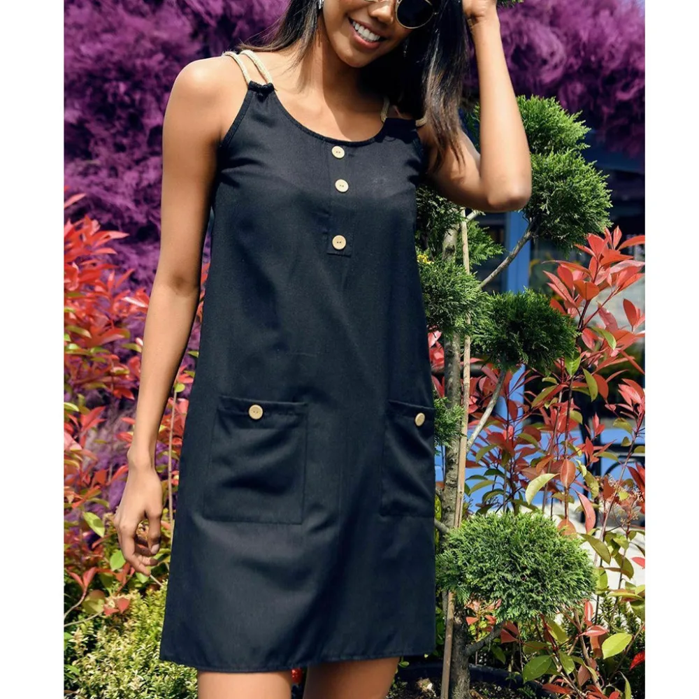 2019  fashion women's sexy summer sleeveless openwork beach dress long casual mini beach dress cotton sexy dress cover up 40J3 (11)