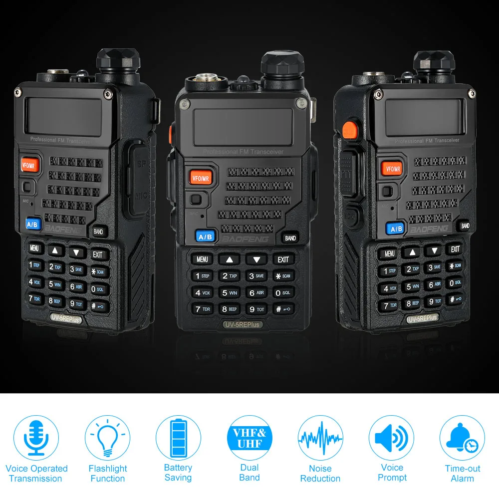 2 шт. BaoFeng UV-5RE плюс портативной рации 10 км Dual Band двусторонней радиостанции CB радиолюбитель Портативный любительское радио 1800 мАч