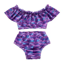 Новинка года, купальный костюм русалки для маленьких девочек, детский купальник из двух предметов, купальный костюм «Морская принцесса», купальный костюм для малышей, пляжная одежда