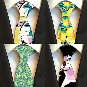 

2019 New Man Fashion Printed 8cm Mens Ties Maple leaf Neckties Gravata Slim Tie Polyester Business Tie For Men 8JQ-LD32