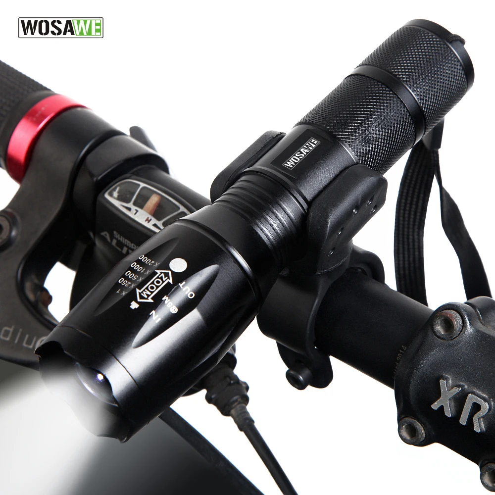 

WOSAWE New Bicycle Light 1000 Lumens 5 Mode T6 LED Bike Light Front Torch Waterproof + Torch Holder Support 18650 Battery