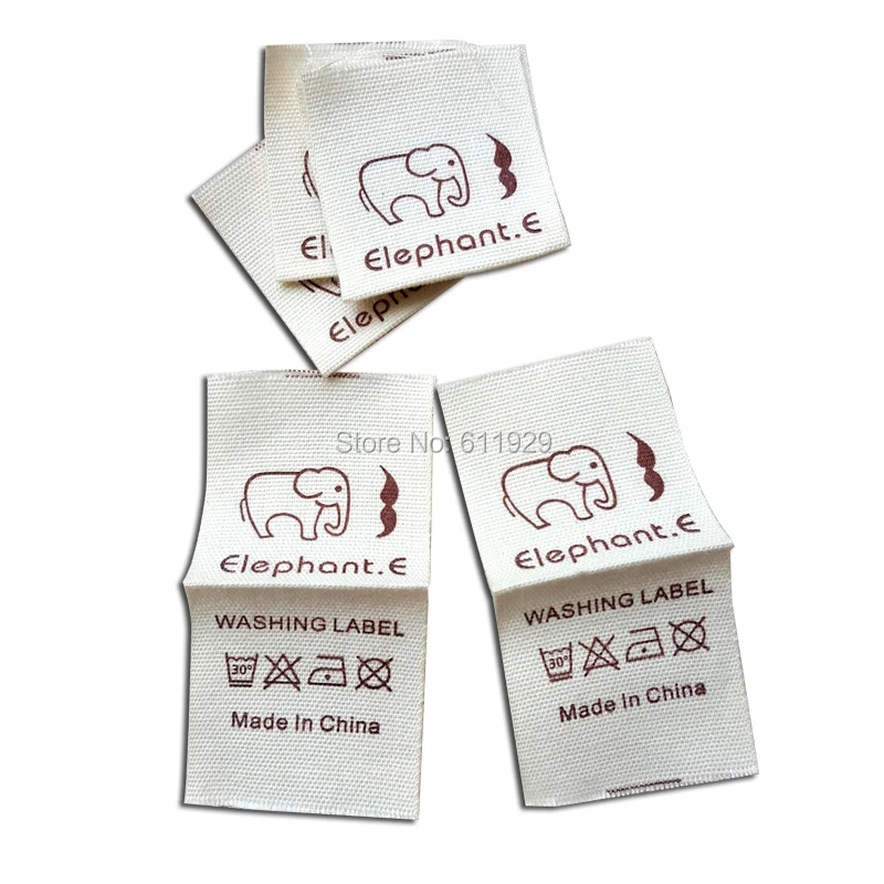 Natural Cotton Label Custom Print Labels 3 * 1 cm 500 PCS End fold