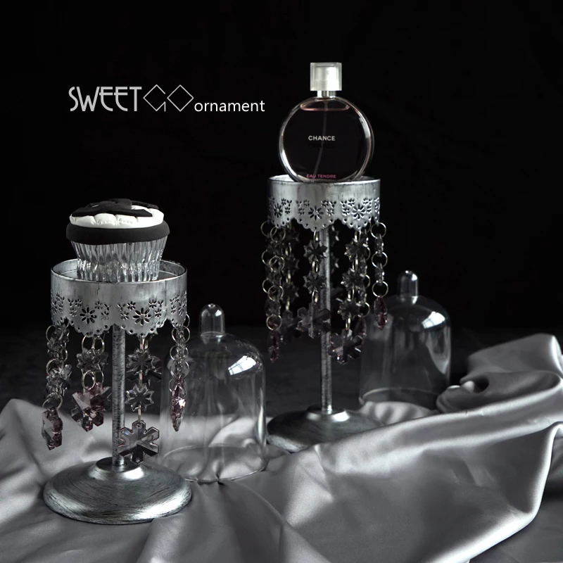  SWEETGO Crystal pendants single cupcake stand high feet dessert decorating tools PC dome bakeware P