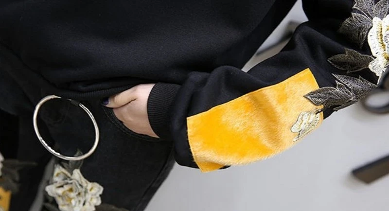 Осень-зима Для женщин комплект Повседневный пуловер вышивкой Костюмы костюм женщина комплект свитера ботильоны Длина брюки цветы большой