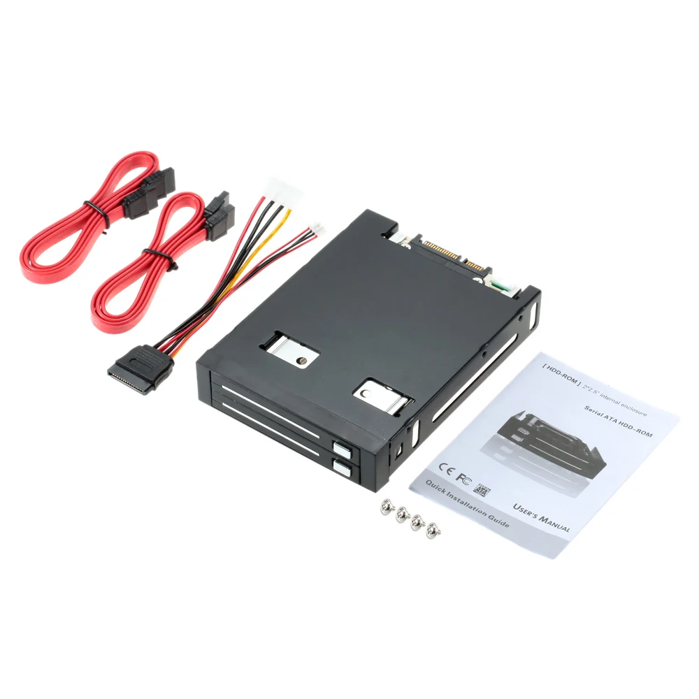듀얼 베이 2.5인치 SATA III 하드 드라이브 HDD 및 SSD 트레이 캐디 내부 모바일 랙 인클로저 도킹 스테이션 데스크탑용 핫 스왑