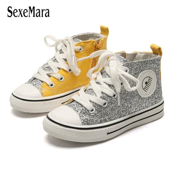 

Unisex 2019 Sequins Canvas Shoes Boy Sliver Casual Shoes Zip&Lace Up Brand Kids Sneaker Bling Princess Girl Shoes Toddler B08096