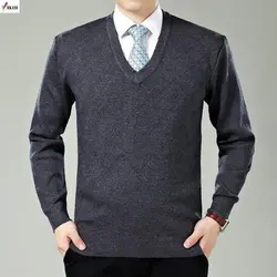 2019 весенние мужские свитера пуловеры простой Стиль хлопок вязаный свитер с v-образной горловиной Джемперы тонкий мужской трикотаж M-3XL