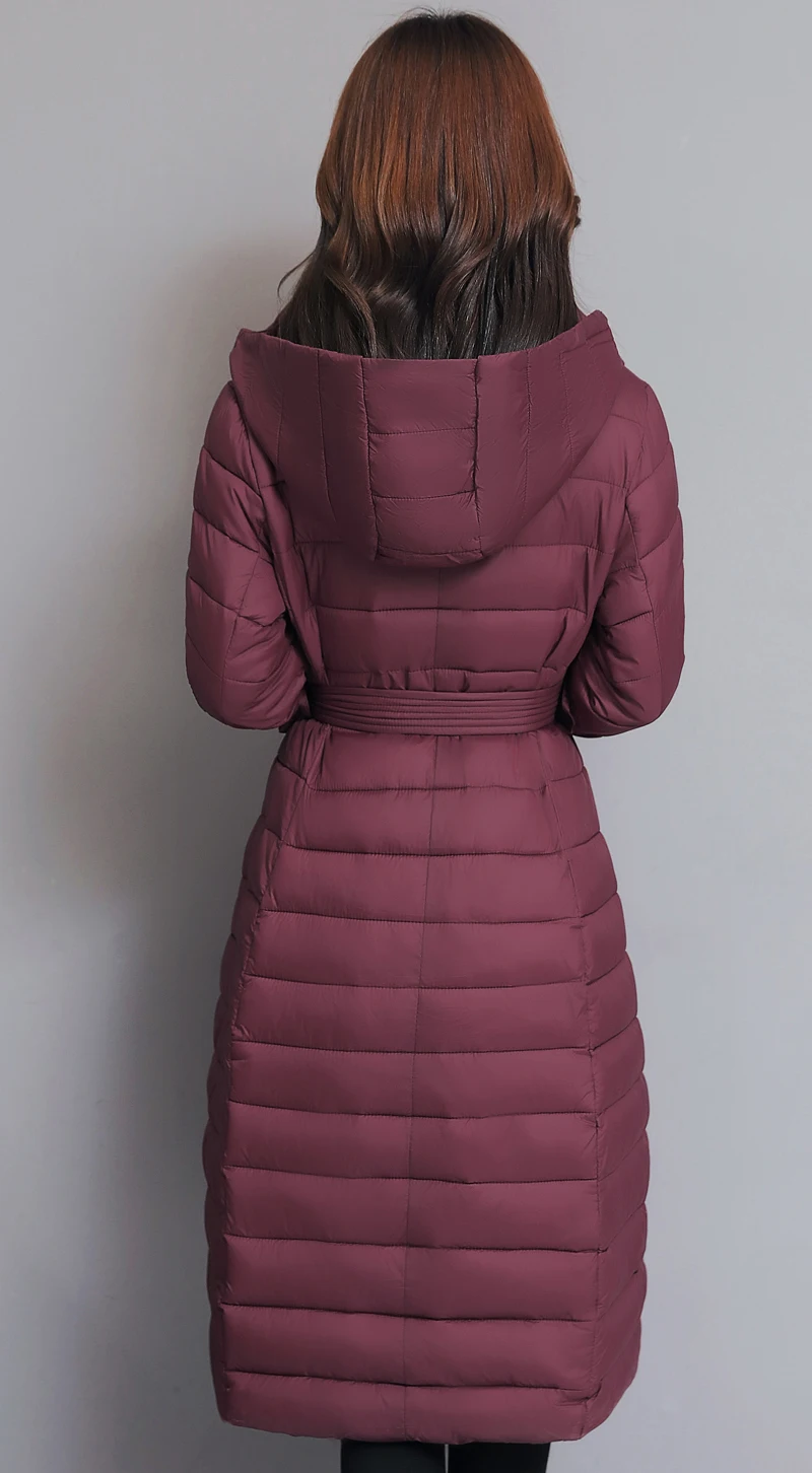 Дизайн, зимняя куртка для женщин, отложной воротник, пуговицы с поясом, Женское пальто, женская элегантная длинная парка