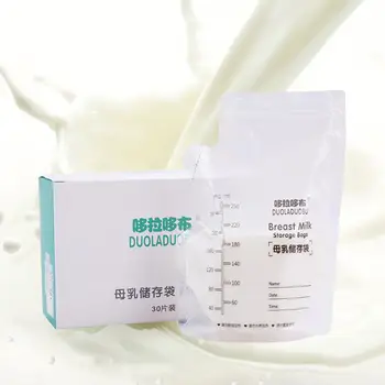 

30Pcs Breast Milk Storage Bag Mark Name and Date 250ml BPA free Safe Baby feeding Storage Bag Milk Bag
