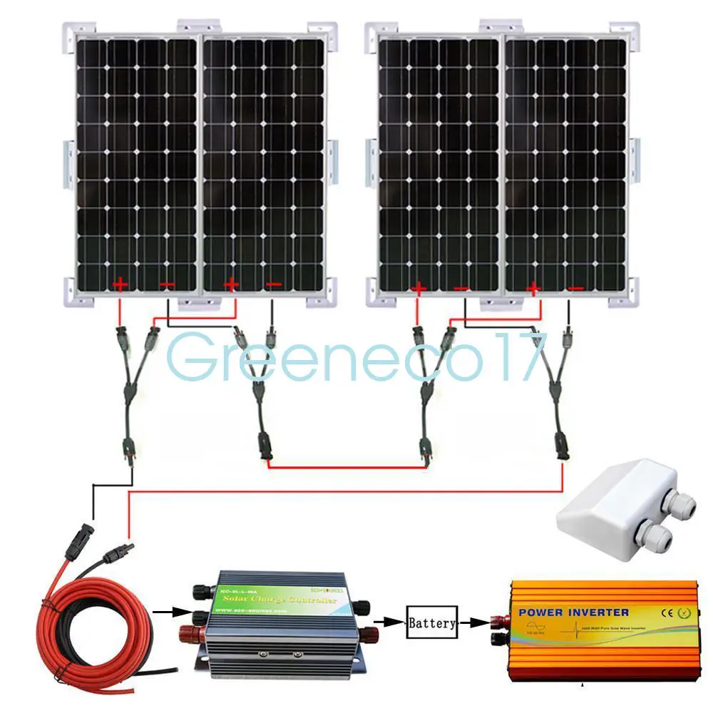

400W Solar PANEL KIT 4*100W Mono Solar panel with 45A controller for RV boat CAMP