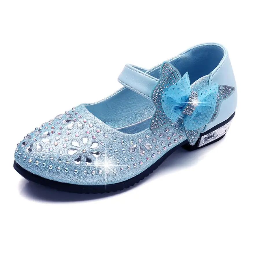 Новая Мода Игристые детей Обувь для девочек свадебные туфли Обувь для девочек принцесса Обувь корейский лук горячей небольшой на высоком каблуке Обувь