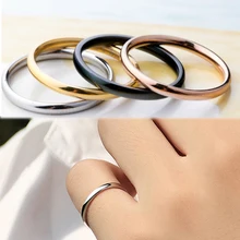Inrrabc 1PC aleación caliente 4 colores Unisex aniversario parejas anillos titanio acero Simple boda mujeres hombres alergia gratis Jwelry regalo(China)