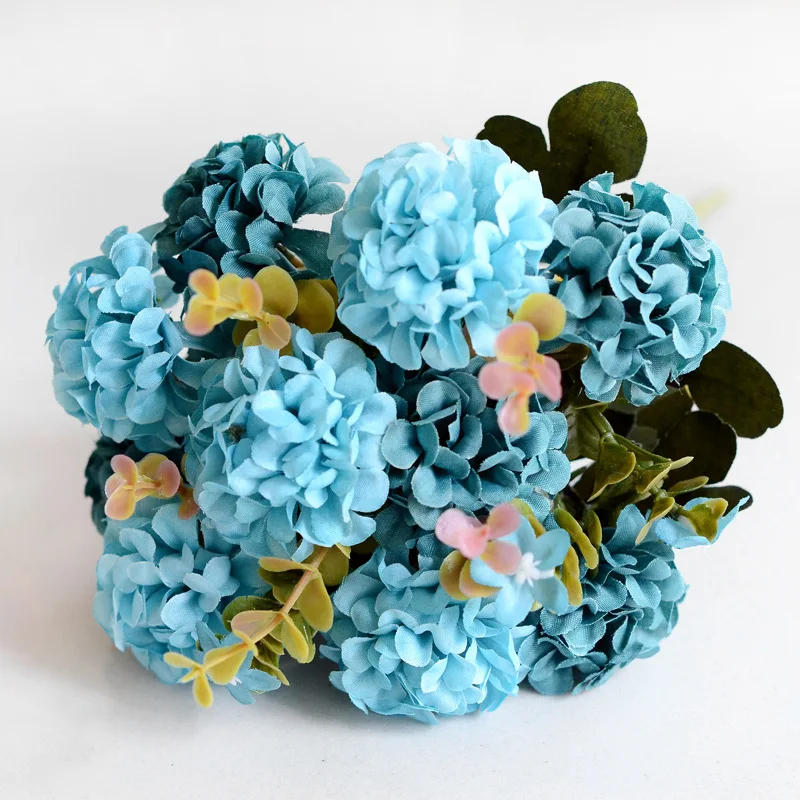 10 головок искусственный шар Хризантема Шелковый цветок имитация поддельное растение Свадебные цветы украшение дома 1 шт - Цвет: Синий