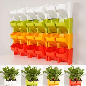 

Stackable 2-Pockets Vertical Wall Planter Self Watering Hanging Garden Flower Pot Planter for Indoor/Outdoor
