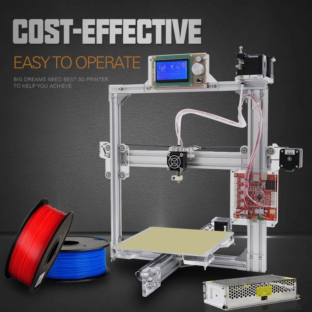 

Easy Assemble Anet A2 3D Printer Kit High Precision Reprap Prusa i3 DIY 3D Printing Machine+ Hotbed+Filament+SD Card+LCD