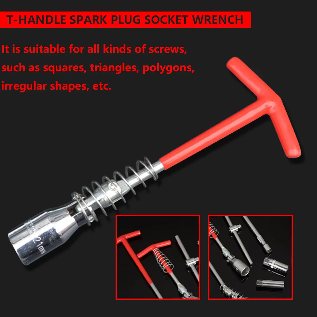 

16/21mm Remover Installer T-Handle Universal Joint Spark Plug Socket Wrench Hand Tool
