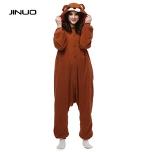 JINUO, женская пижама с животными, косплей, унисекс, Пижама для взрослых, пижама, костюм, пижама, коричневый медведь, все в одном, для взрослых, Пижама