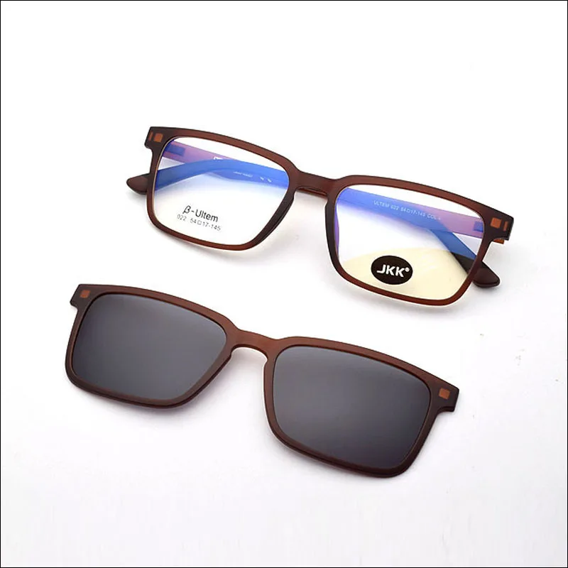 

Ultra-light Glasses Magnet Clip Sunglasses Myopia Glasses Polarized Sunglasses Functional Ultem Uv 400 Glasses Brown frame