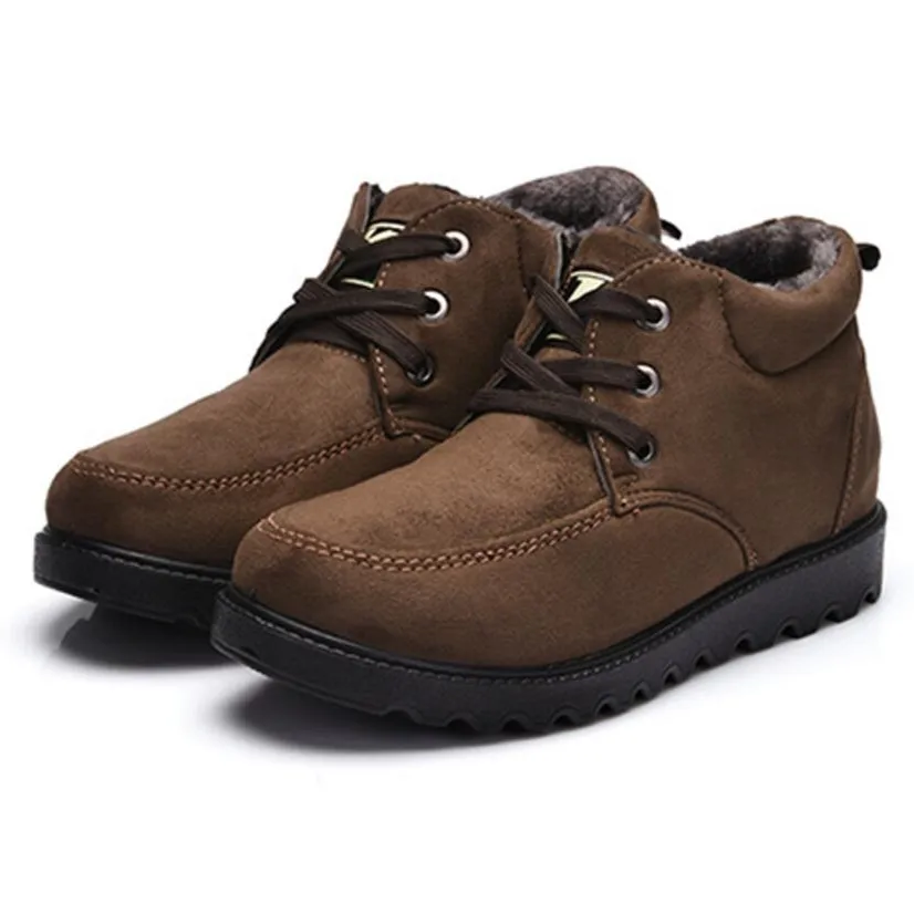 Koovan/мужские ботинки г.; зимняя теплая хлопковая обувь для мужчин; обувь для папы; бархатная хлопковая обувь; мужские кожаные зимние ботинки - Цвет: ArmyGreen