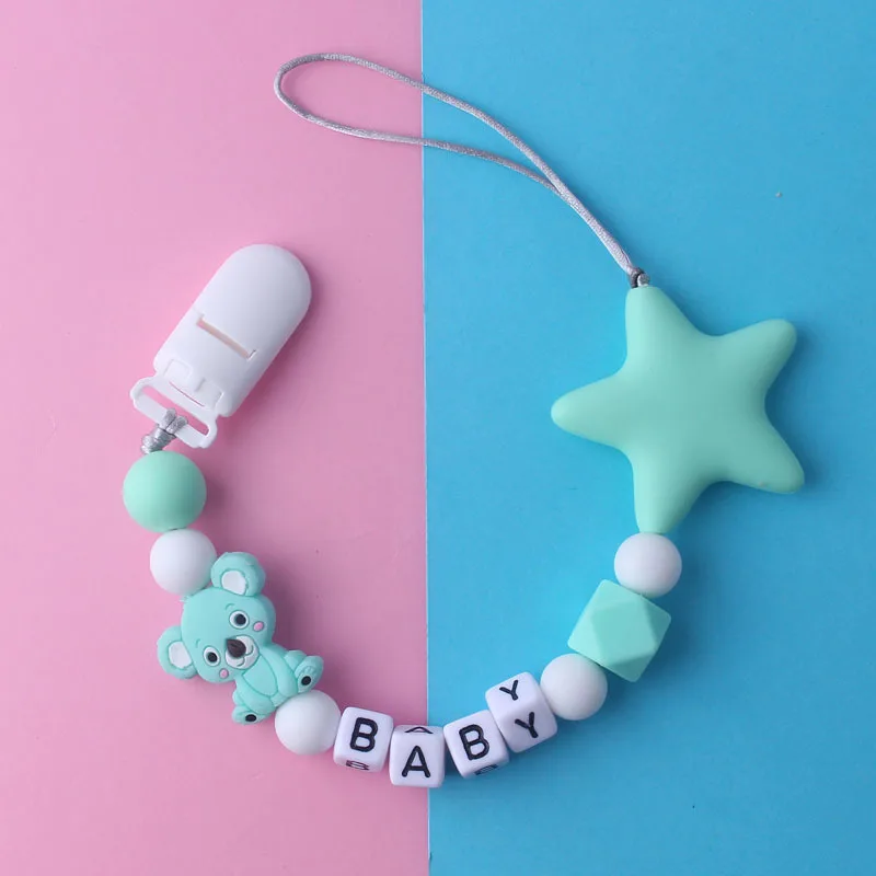 

Personalized Name Baby Pacifier Clips, Silicone Pacifier Chain, Wood Pacifier Holders, Baby Shower Gifts, Dummy Clips BPA FREE