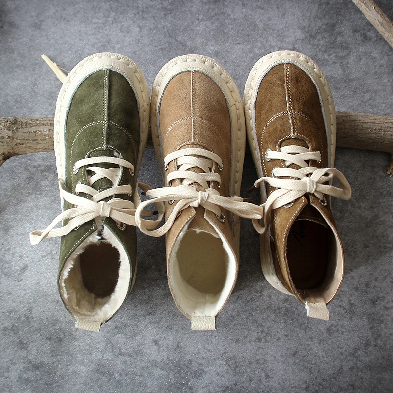HUIFENGAZURRCS-Genuine Leather and ankle warm boots, Casual hand-made shoes, The retro art mori girl super soft shoes,3 colors HUIFENGAZURRCS-Genuine Leather and ankle warm boots, Casual hand-made shoes, The retro art mori girl super soft shoes,3 colors