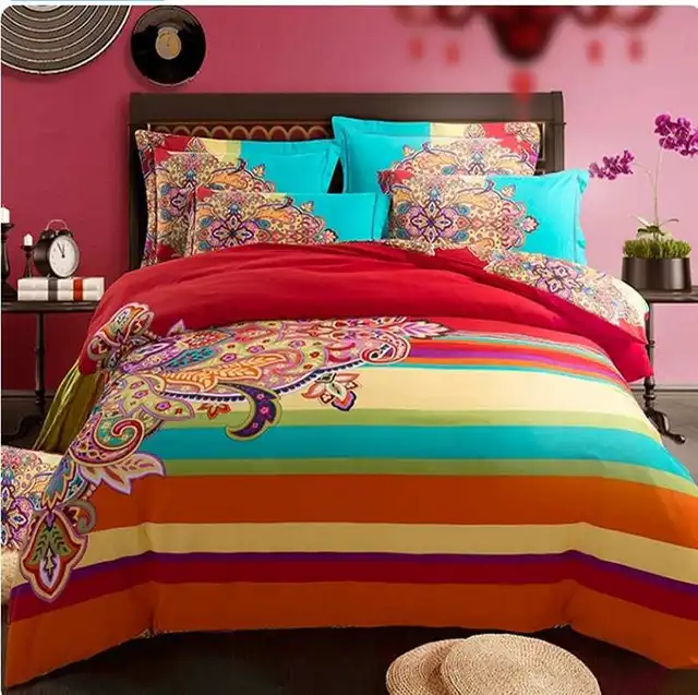 Buy bohemia/boho red bedding set queen king size,4pcs