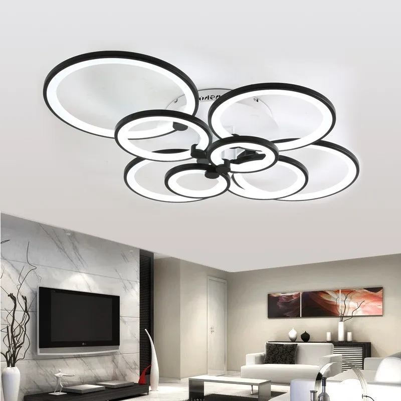 

Modern Ceiling Lights Living Room Fixtures Acrylic Rings Bedroom Plafon Home Lighting Lamparas De Techo Dimming Remote Control