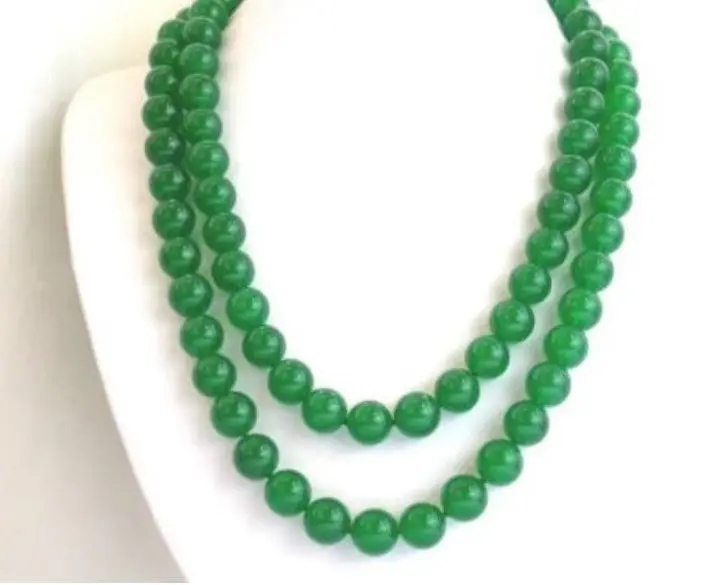 

10MM Natural Green Chalcedony Necklace 68