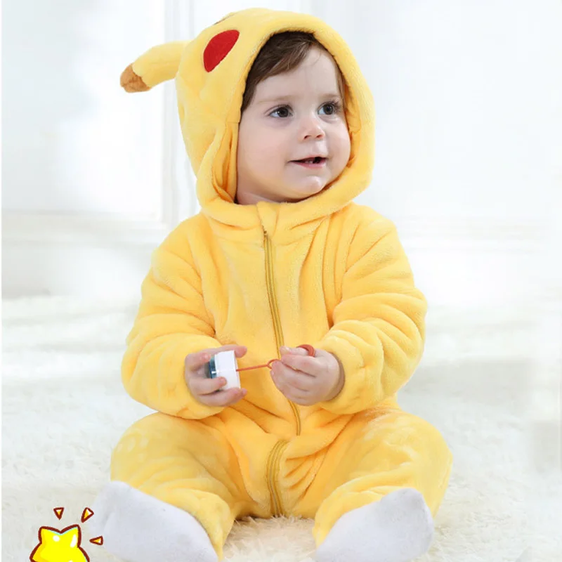 ピカチュウ着ぐるみベビーカバーオールアニメコスプレ衣装かわいい幼児パジャマ暖かいソフトスーツ冬のホームウェアファンシー Matching Family Outfits Aliexpress