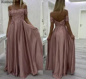 

Blush Pink Long Prom Dresses 2019 Off Shoulder Backless Sweep Train Lace Appliques Evening Party Dresses Formal Gowns Vestido