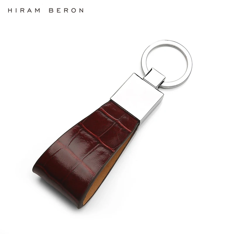 Хирам берон мужской держатель для ключей натуральный кожаный брелок Металлический брелок на заказ имя или начальный услуги крокодил узор