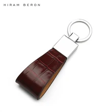 Hiram Beron Key Holder Men Genuine Leather Keychain Metal Key Ring Custom Name or initial service crocodile pattern dropship