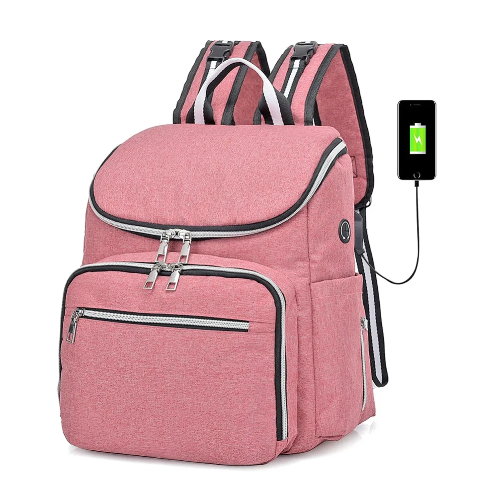 

USB Charging Mummy Backpack Baby Diaper Bag Travel Backpack Waterproof Maternity Nappy Bag Large Capacity Baby Bag With Warm-box