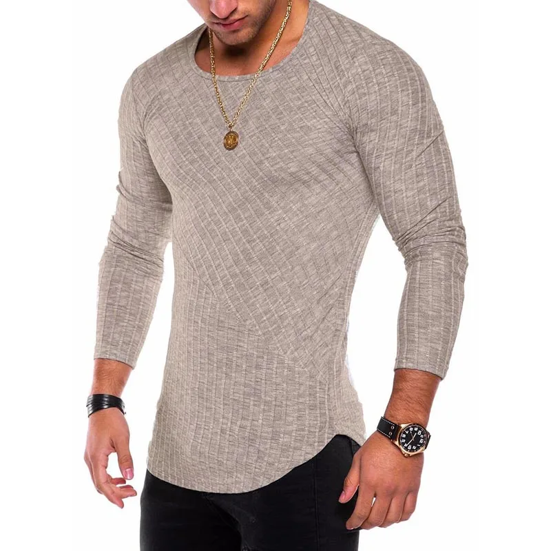 

Plus Size Slim Fit Sweater Men 2018 Spring Autumn Thin O-Neck Knitted Pullover Men Casual Solid Mens Sweaters Pull Homme RS-231