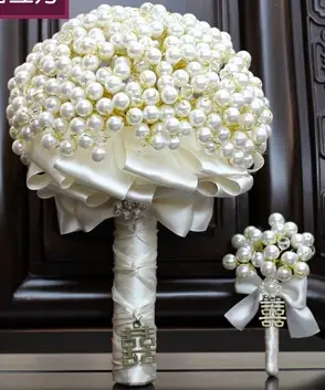 Customized Chinese Wedding Bridal Bouquets Pearl Crystal Diamond