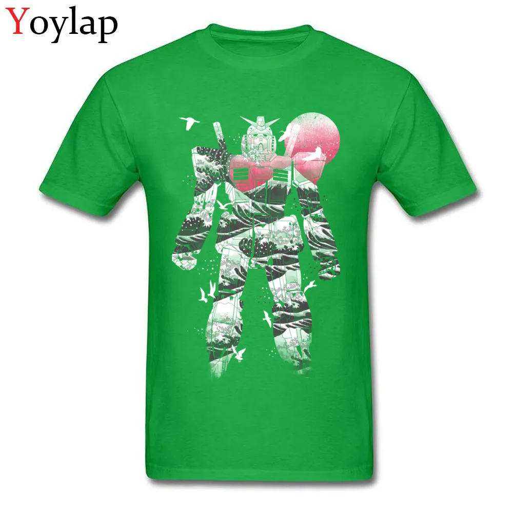 Casual Tops Tees for Men Funky Summer Fall Crew Neck 100% Cotton Short Sleeve T-Shirt Anime Wave Cool Tee-Shirt Top Quality green