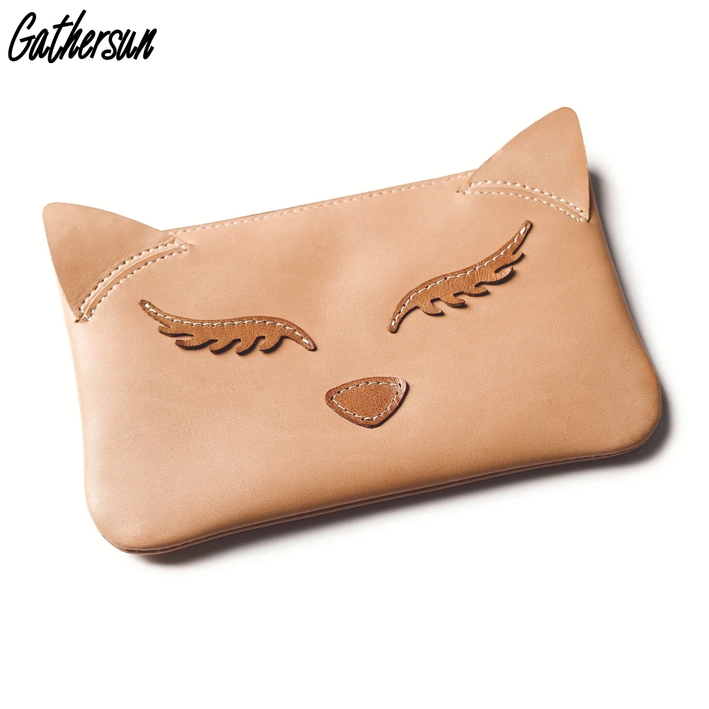 

Cute Genuine Leather Wallet for Women Latest Long Clutch Purse Vegetable Tanned Leather Phone Wallet Lady