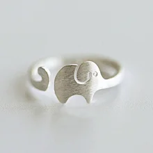 Женское Открытое кольцо в форме милого слона, посеребренные кольца, размер, регулируемые вечерние кольца для женщин и девушек