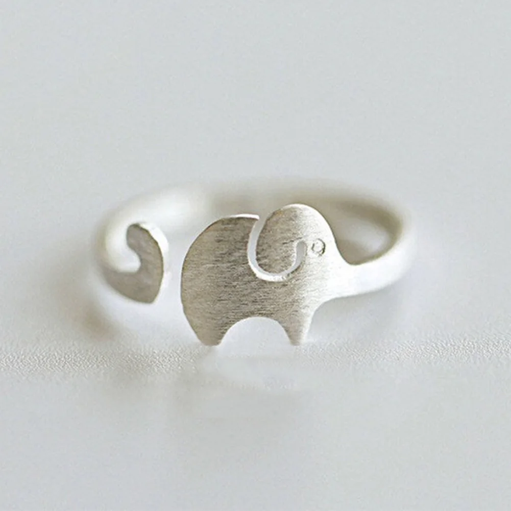 

Famale Open Ring Lovely Elephant Shaped Silver-plated Rings Size Adjustable Party Ring for Women Girls