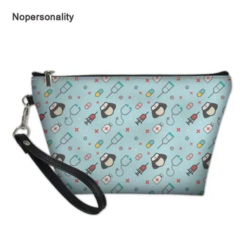 

Nopersonality Cute Nurse Makeup Case Small Leather Cosmetic Bag for Women Soft Waterproof Travel Toiletry Bag Make Up Pouch