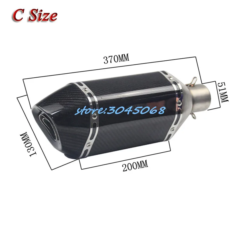 370mm 470mm 570mm Universal de Escape de la motocicleta escapar de fibra de carbono modificado silenciador con etiqueta DB asesino GSXR600 R6 CBR500